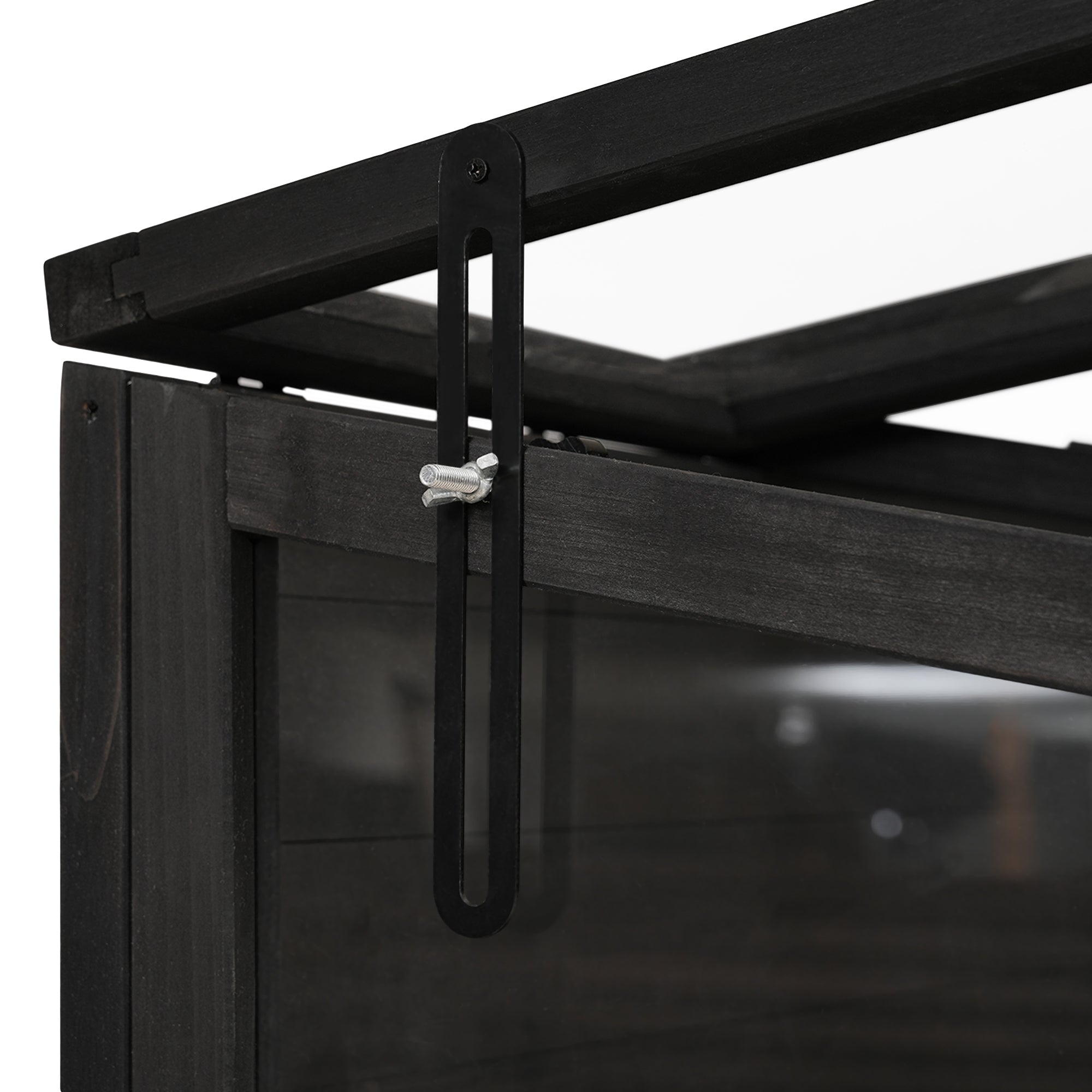 78‑Inch Wooden Walk‑In Greenhouse Cold Frame — 4 Skylights, 2 Folding Shelves & Polycarbonate Panels Black
