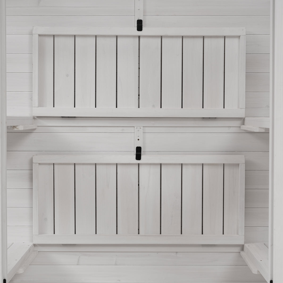 78‑Inch Wooden Walk‑In Greenhouse Cold Frame — 4 Skylights, 2 Folding Shelves & Polycarbonate Panels White