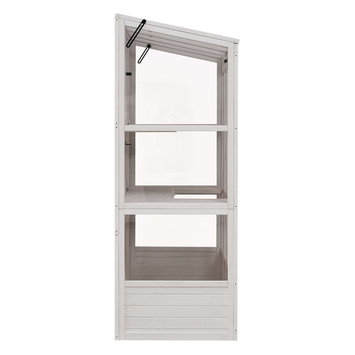 78‑Inch Wooden Walk‑In Greenhouse Cold Frame — 4 Skylights, 2 Folding Shelves & Polycarbonate Panels White
