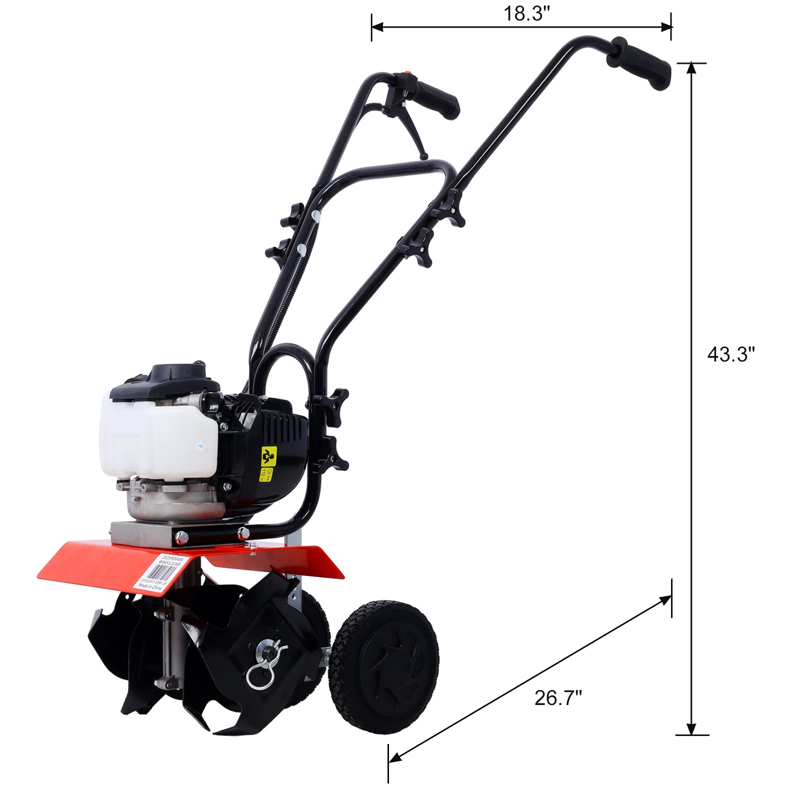 Mini Tiller Cultivator, Powerful 37.7cc 4-stroke Viper Engine, Gear Drive Transmission, Mini Cultivator with 4-Cycle Engine