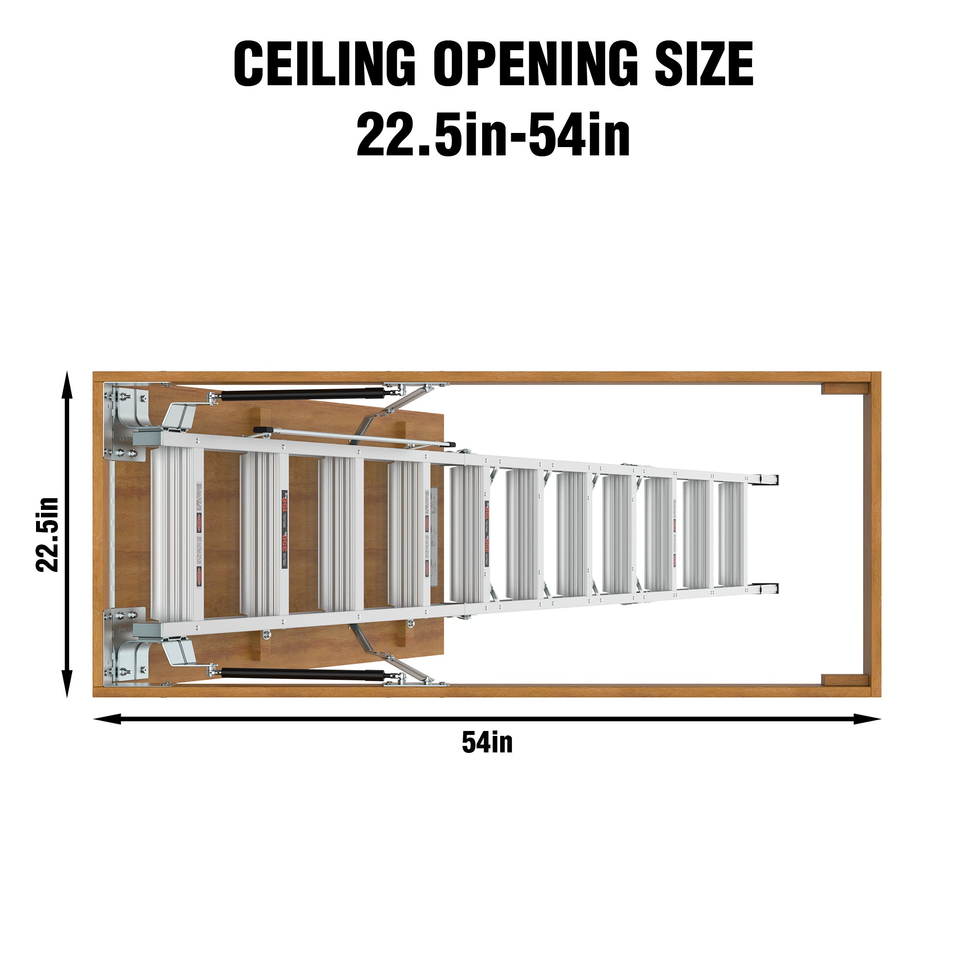 Aluminum Attic Ladder – 350 lb Capacity, 22.5" x 54" Opening, Fits 7'8" to 10'3" Ceilings, Metallic Grey