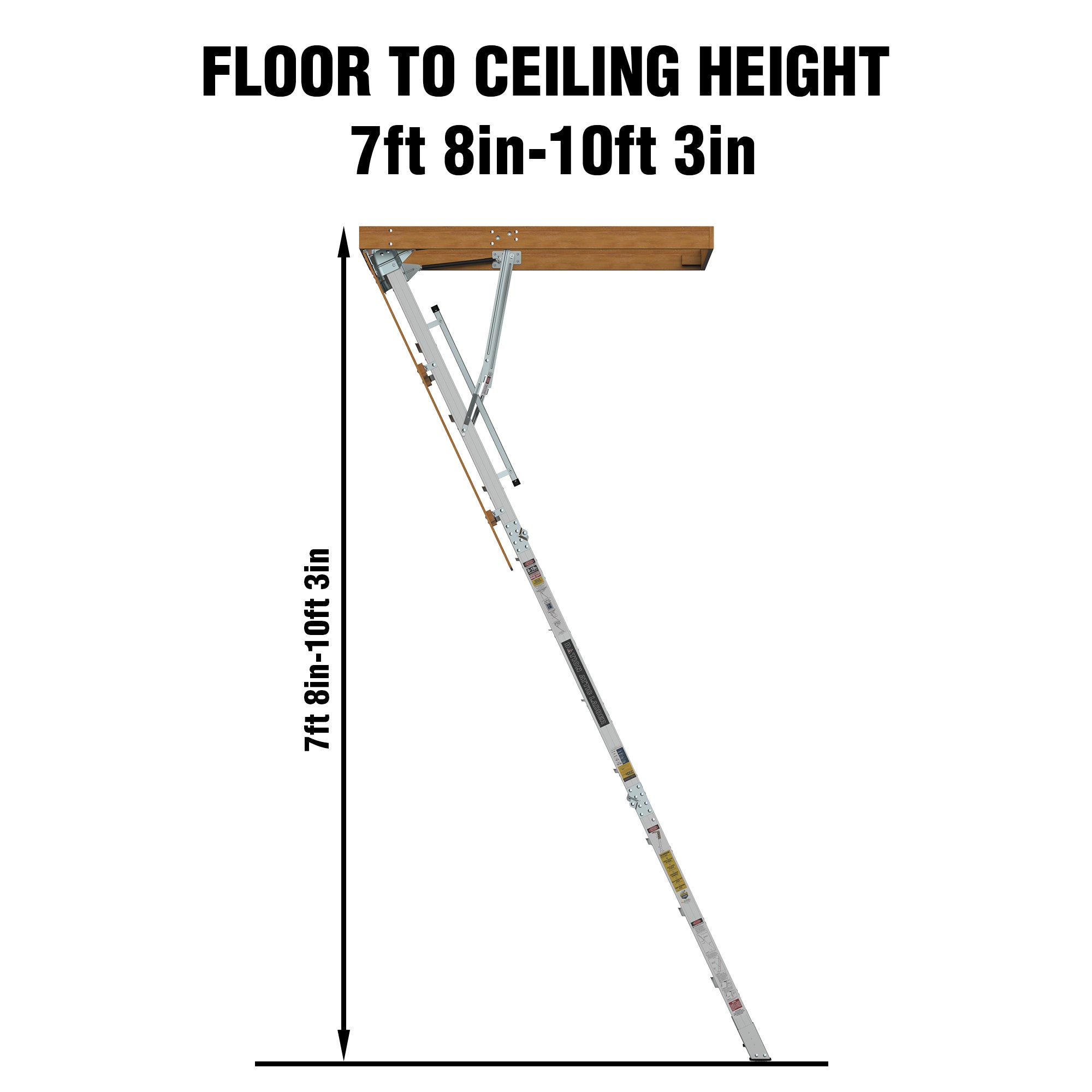 Aluminum Attic Ladder – 350 lb Capacity, 22.5" x 54" Opening, Fits 7'8" to 10'3" Ceilings, Metallic Grey