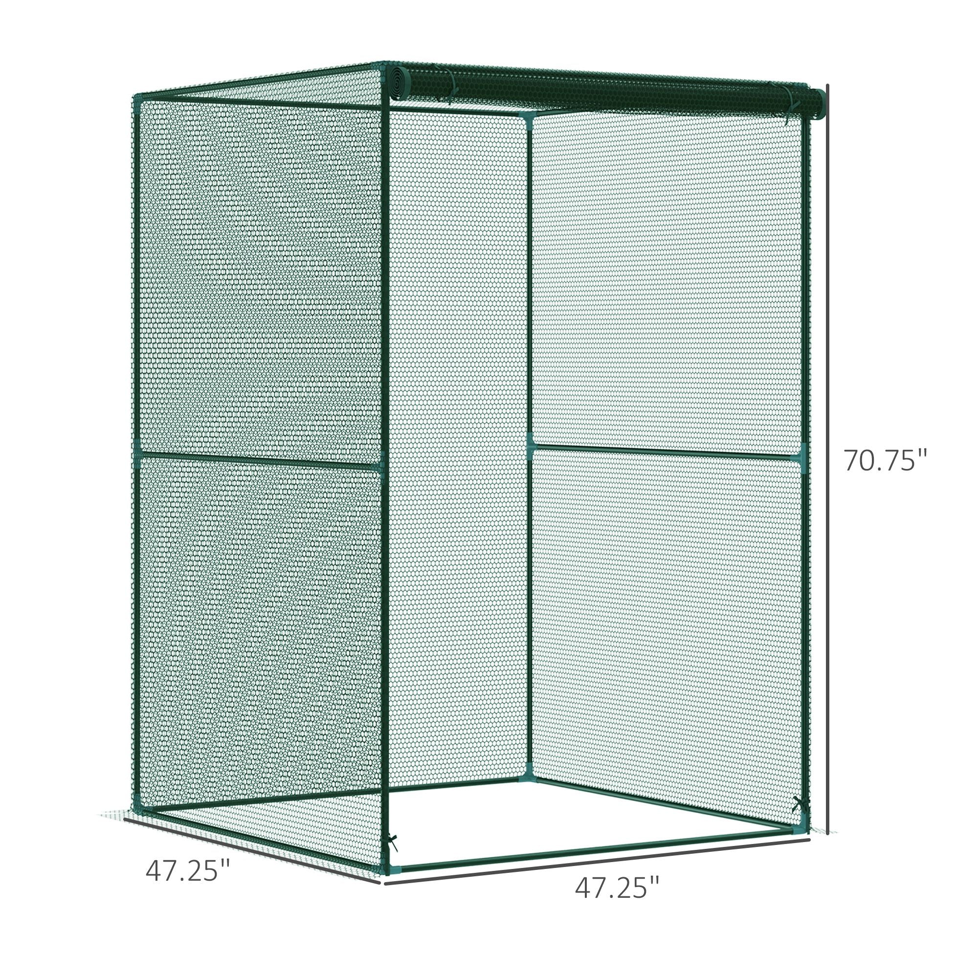 4' x 4' Crop Cage, Plant Protection Tent with Zippered Doors for Vegetable Garden, Backyard, Green