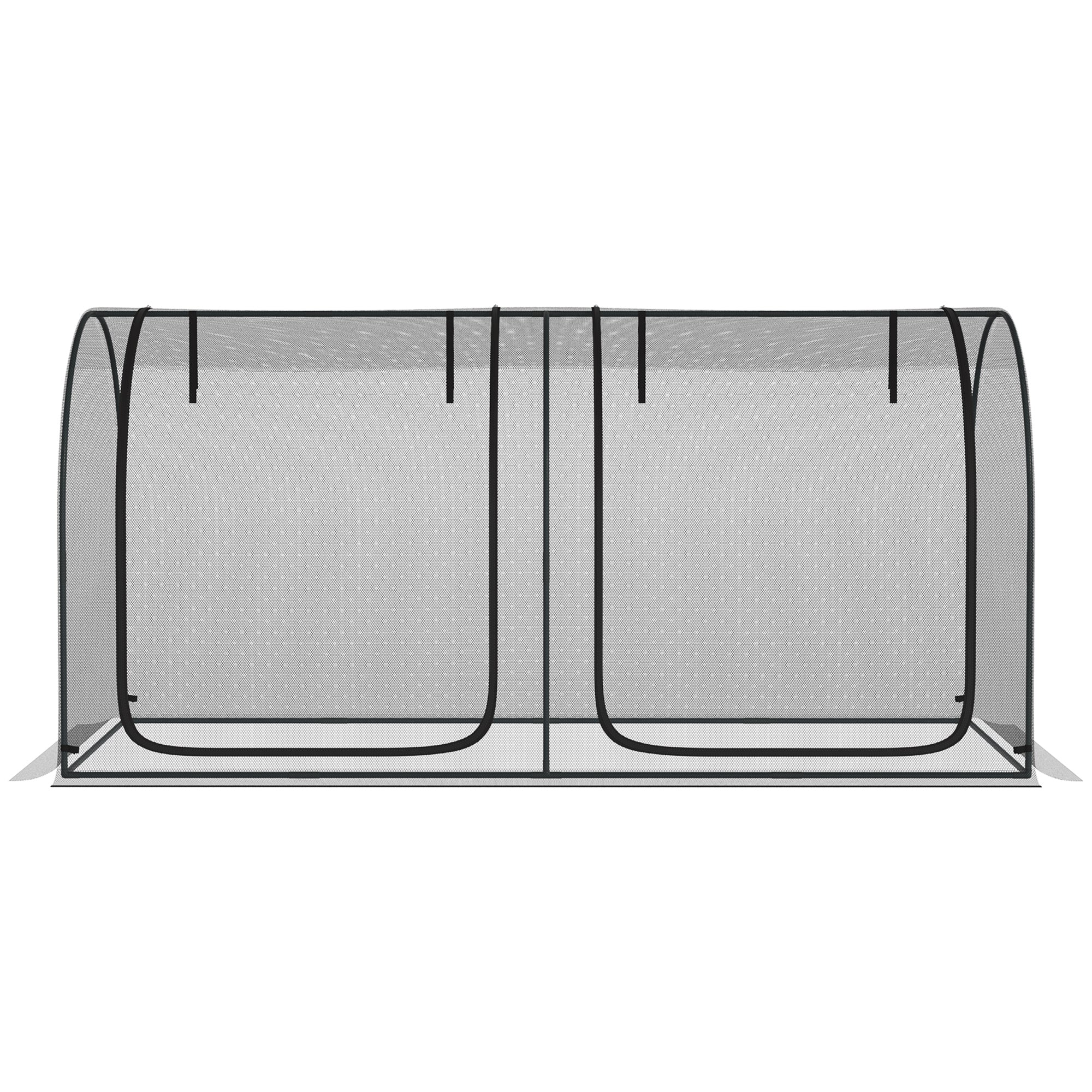 8' x 4' Crop Cage, Plant Protection Tent with Two Zippered Doors, Storage Bag and 4 Ground Stakes, for Garden, Yard, Lawn, Black