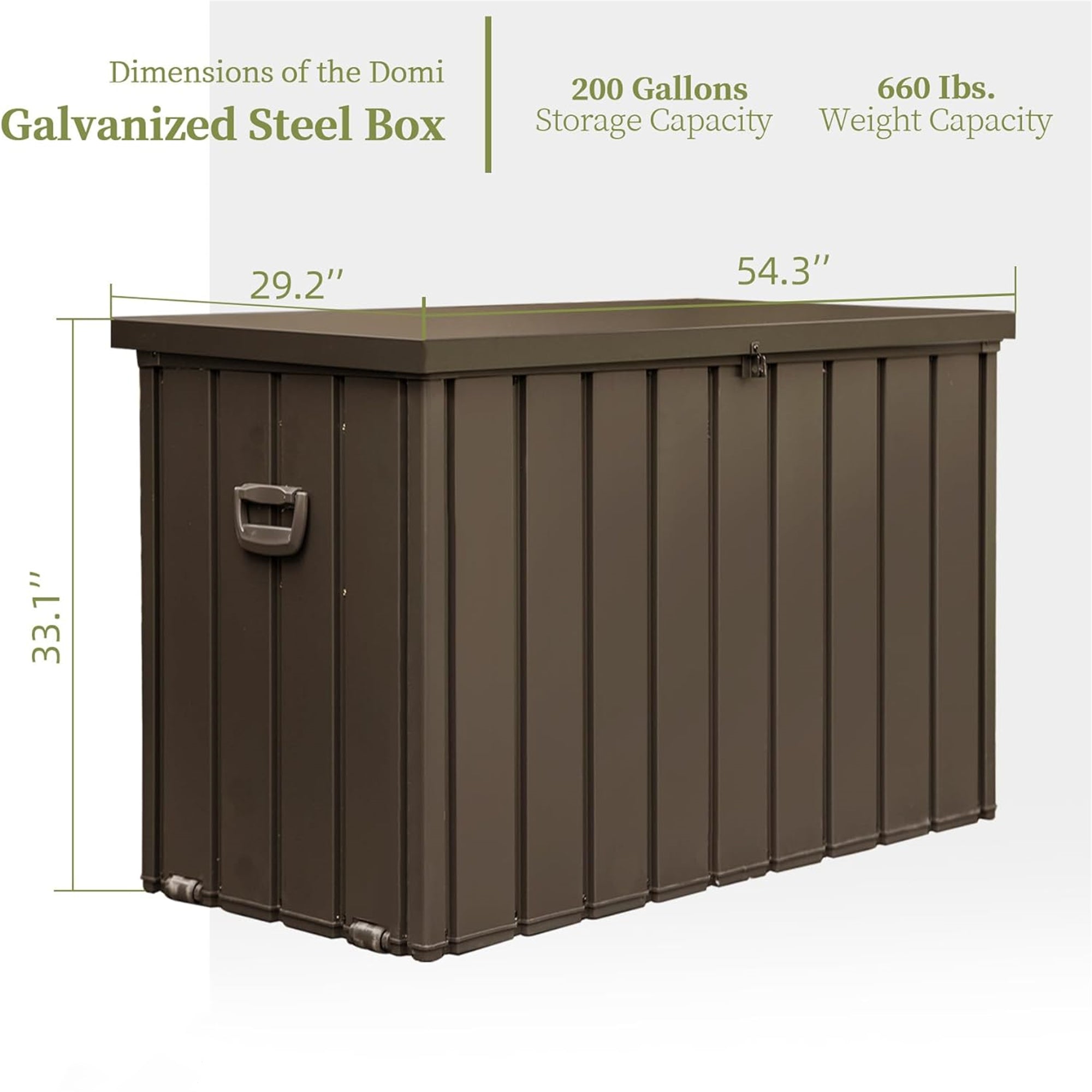 200 Gallon Outdoor Steel Deck Box – Extra-Large Waterproof Patio Storage Bench, Dark Brown