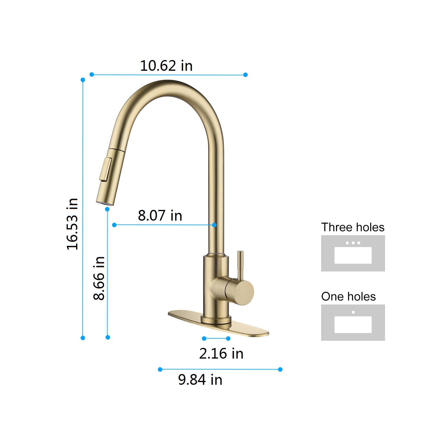 Touch Kitchen Faucet with Pull Down Sprayer – Brushed Gold, 360° Swivel, Single Handle, Stainless Steel