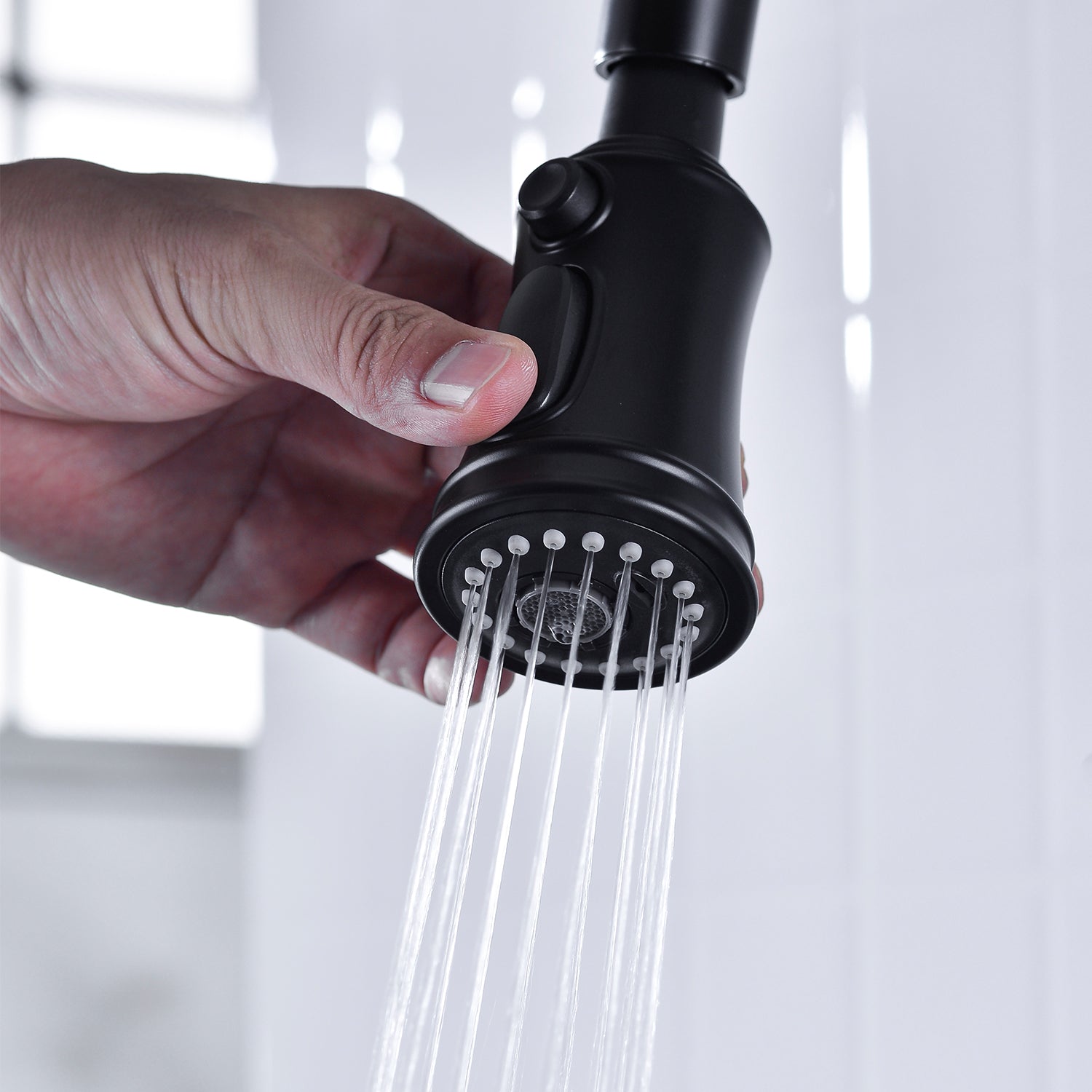 Bridge Kitchen Faucet with Pull-Down Sprayhead – Matte Black, Dual Handle, 360° Swivel, Solid Brass