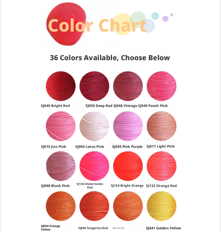 0.55mm Round Waxed Polyester Thread – 63 Colors, 60m Roll for Hand Sewing Leather, Bags, Belts