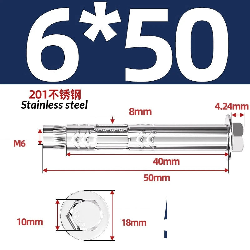 Stainless Steel Masonry Concrete Expansion Anchor Bolt — M6 M8 M10 M12 M16 | 304 & 201 SS
