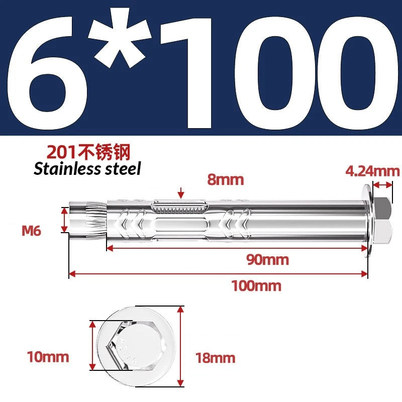 Stainless Steel Masonry Concrete Expansion Anchor Bolt — M6 M8 M10 M12 M16 | 304 & 201 SS