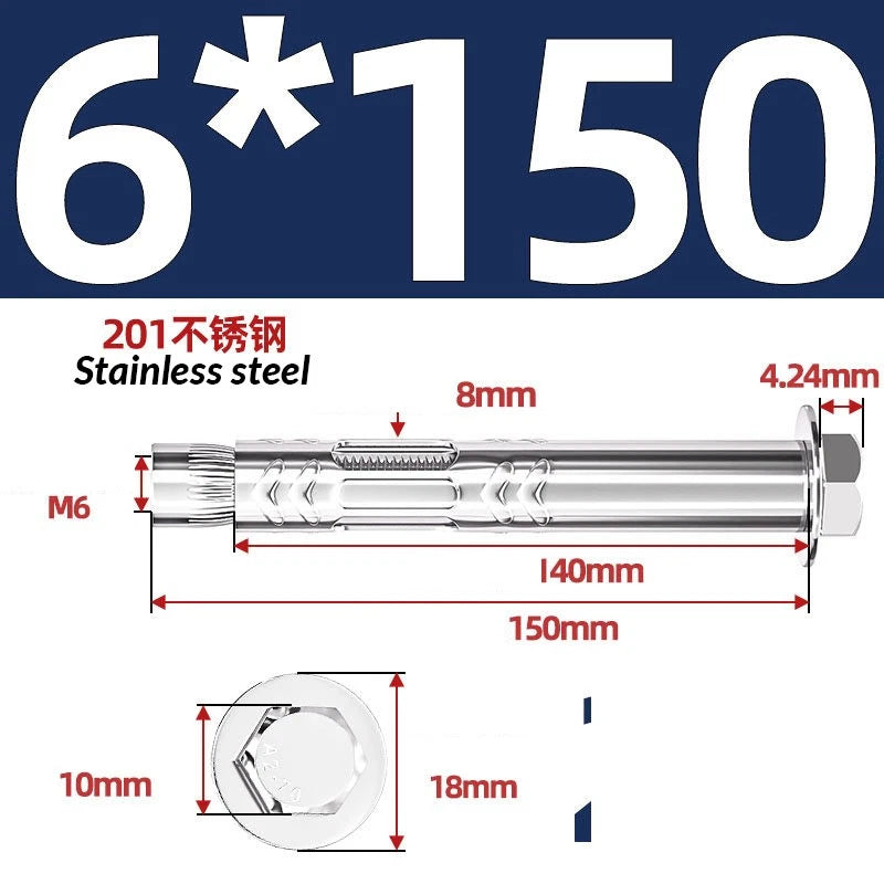 Stainless Steel Masonry Concrete Expansion Anchor Bolt — M6 M8 M10 M12 M16 | 304 & 201 SS