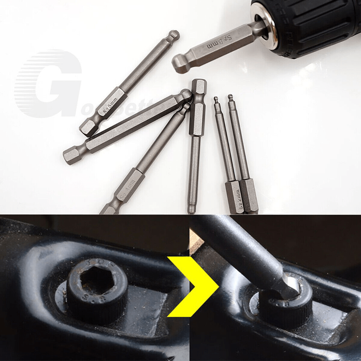 65mm/100mm Magnetic Ball End Hexagon Head 1/4" Screwdriver Bits Drill Set S2 Steel - HomeDIYer