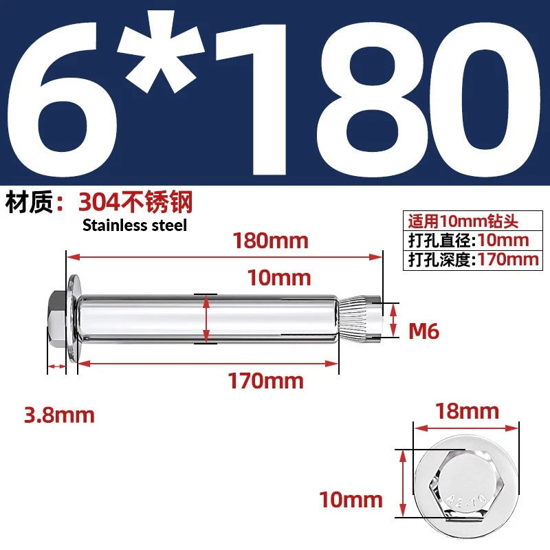 Stainless Steel Masonry Concrete Expansion Anchor Bolt — M6 M8 M10 M12 M16 | 304 & 201 SS