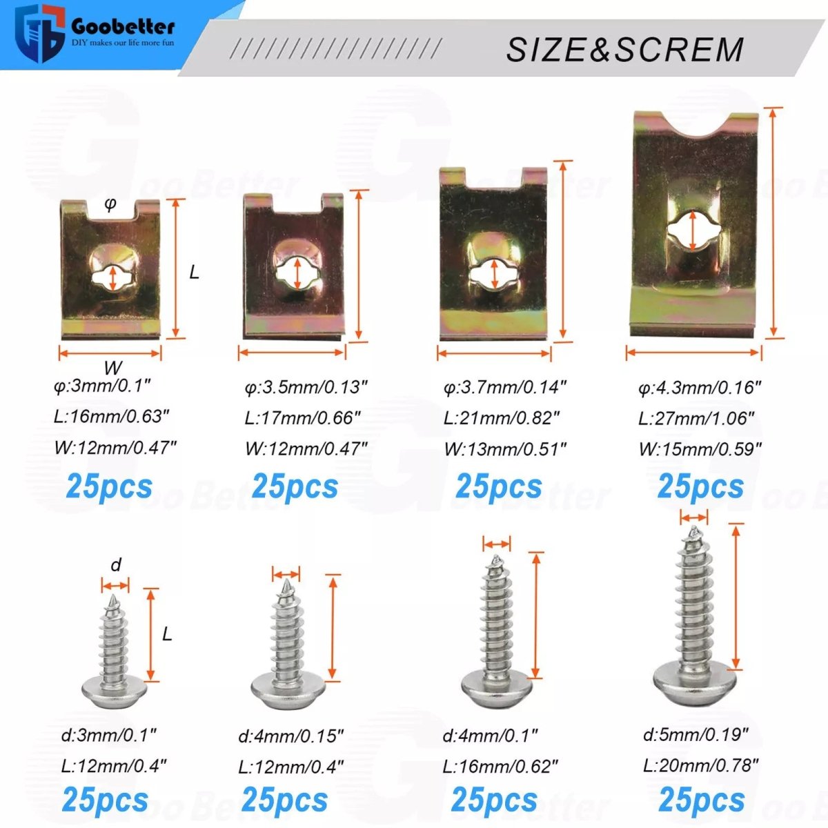 Auto Car U - Clip U Nut and Screw Assortment Kit for Car Dash Door Panel Interior - HomeDIYer