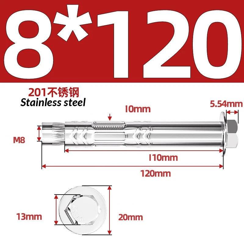 Stainless Steel Masonry Concrete Expansion Anchor Bolt — M6 M8 M10 M12 M16 | 304 & 201 SS