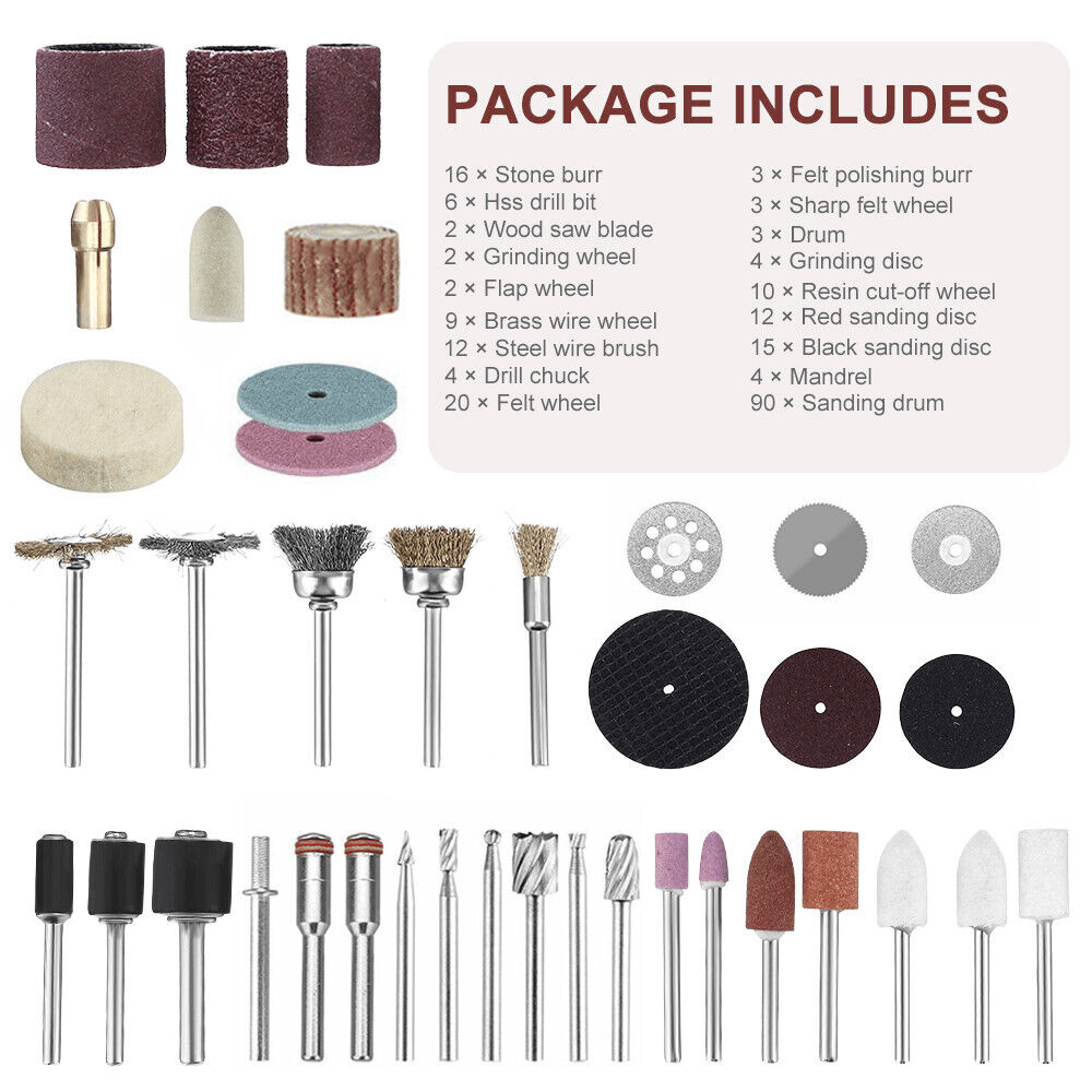 217Pcs Rotary Tool Accessories Kit Cutting Polishing Grinder Sanding for Dremel - HomeDIYer