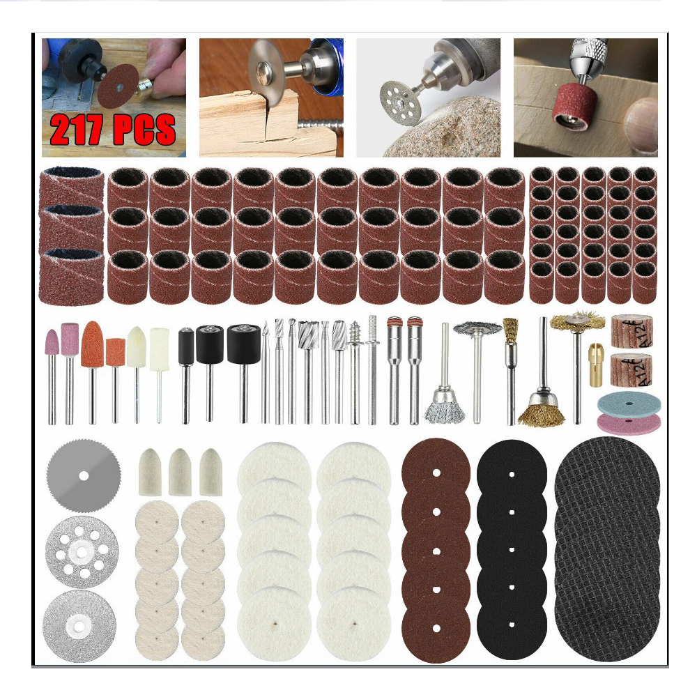 217Pcs Rotary Tool Accessories Kit Cutting Polishing Grinder Sanding for Dremel