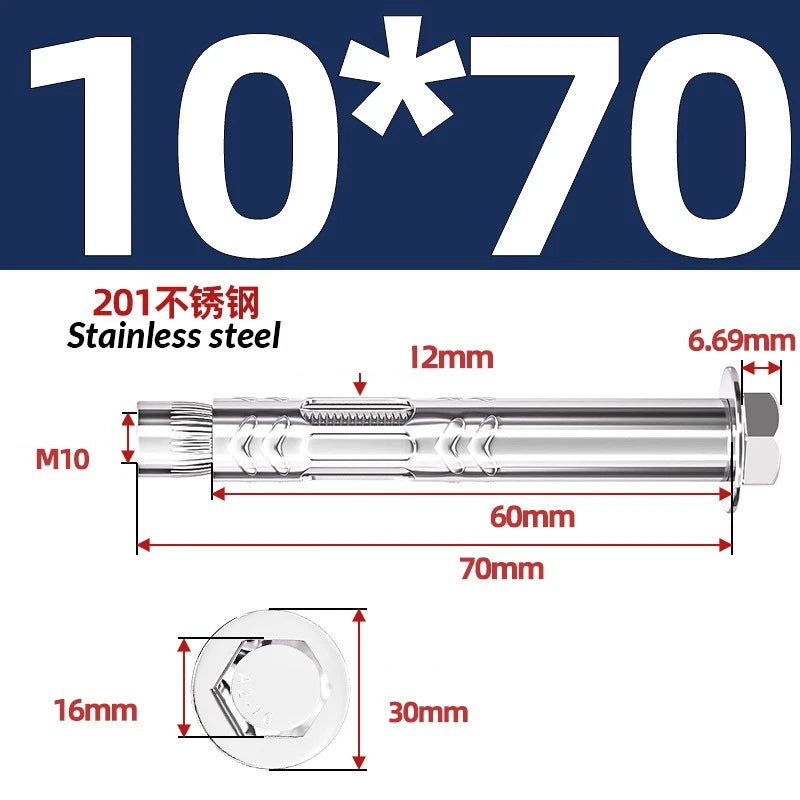 Stainless Steel Masonry Concrete Expansion Anchor Bolt — M6 M8 M10 M12 M16 | 304 & 201 SS