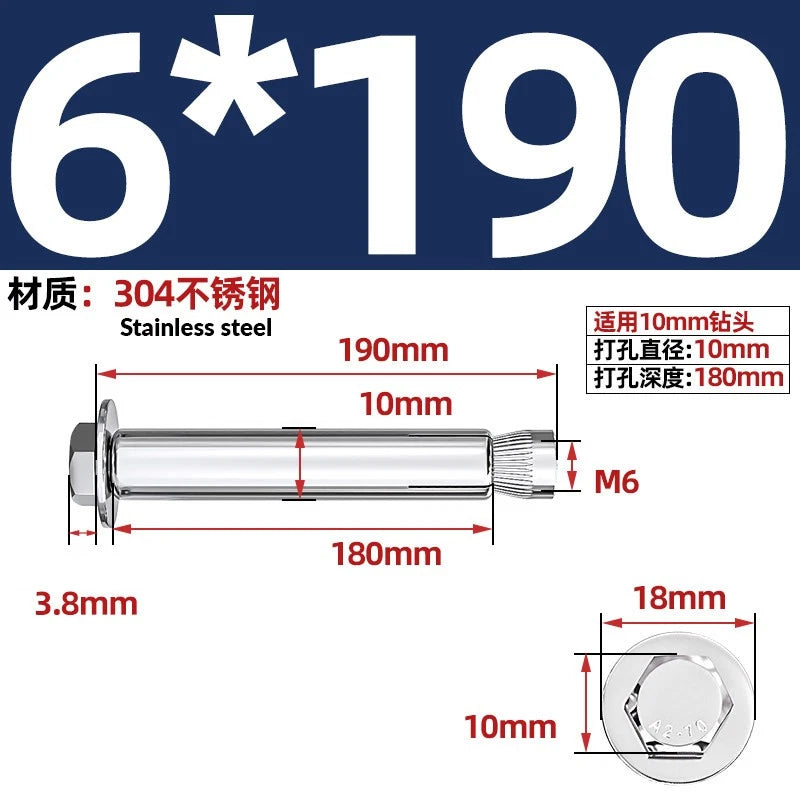 Stainless Steel Masonry Concrete Expansion Anchor Bolt — M6 M8 M10 M12 M16 | 304 & 201 SS