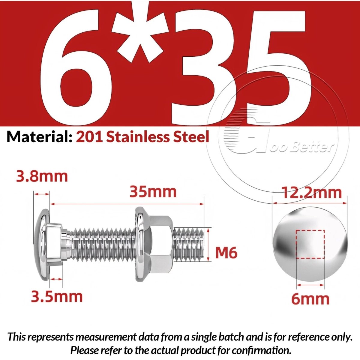 M5–M12 Carriage Bolts with Nuts | Cup Square Domed Head | 201 Stainless Steel - HomeDIYer
