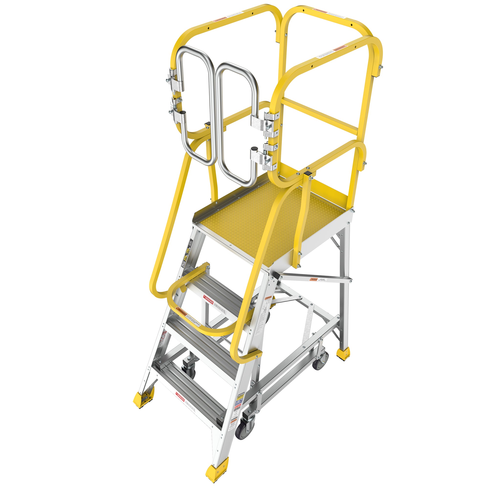 4‑Step Aluminum Rolling Platform Ladder — 375 lb Capacity, 20"x24" Standing Platform, Silver