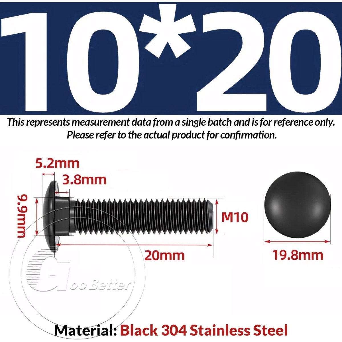 M8 M10 M12 Carriage Bolts – Cup Square Domed Head, Black A2 - 70 Stainless Steel - HomeDIYer