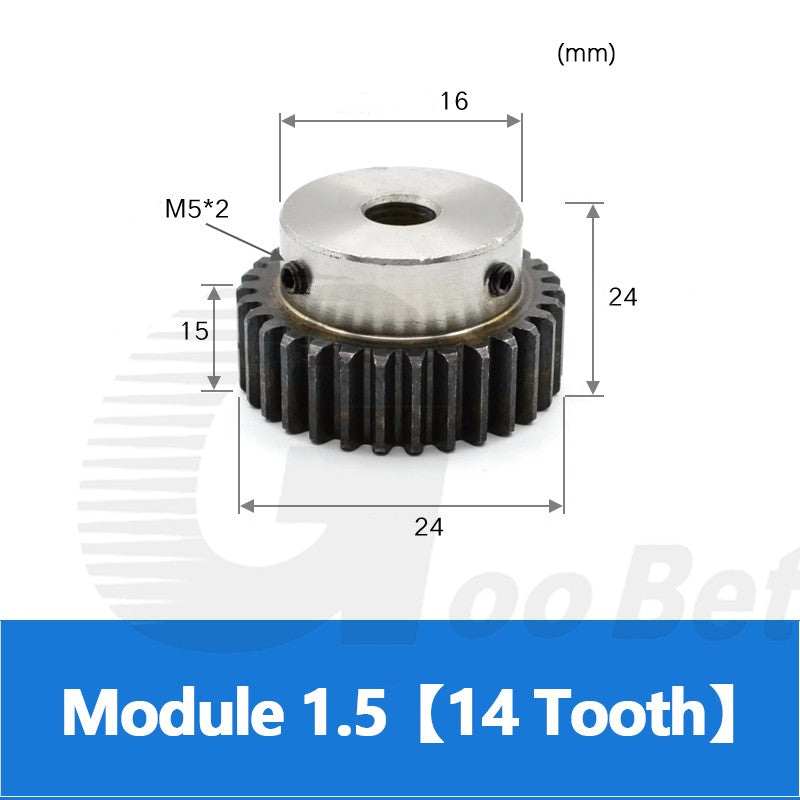 Spur Gear C45 Steel Mod 1.5 with Hub 12-60 Tooth Motor Pinion Hardened Precision