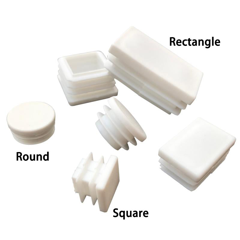 Multiple square end caps arranged in grid pattern showing size variety