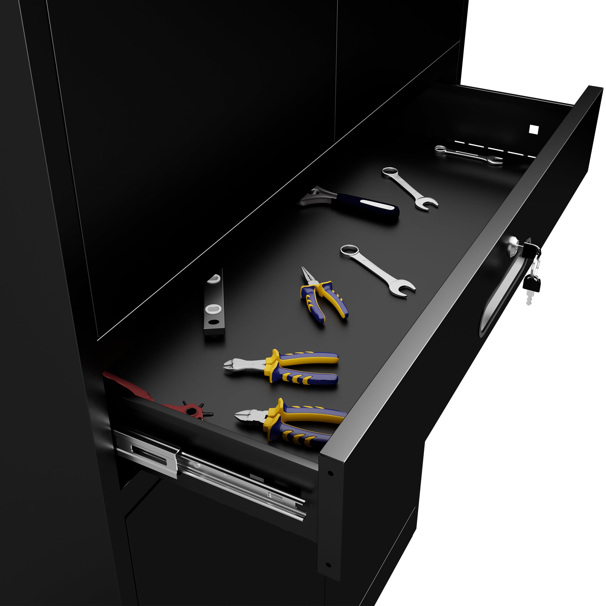 71" Metal Garage Storage Cabinet with Drawer, Pegboard Door, Locking Doors & Rolling Wheels, 720 lb Capacity
