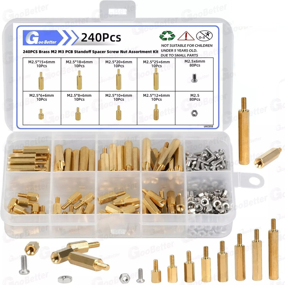 240 Pcs Male Female Brass PCB Spacer Standoff Screw Nut Assortment Threaded 2.5 - HomeDIYer