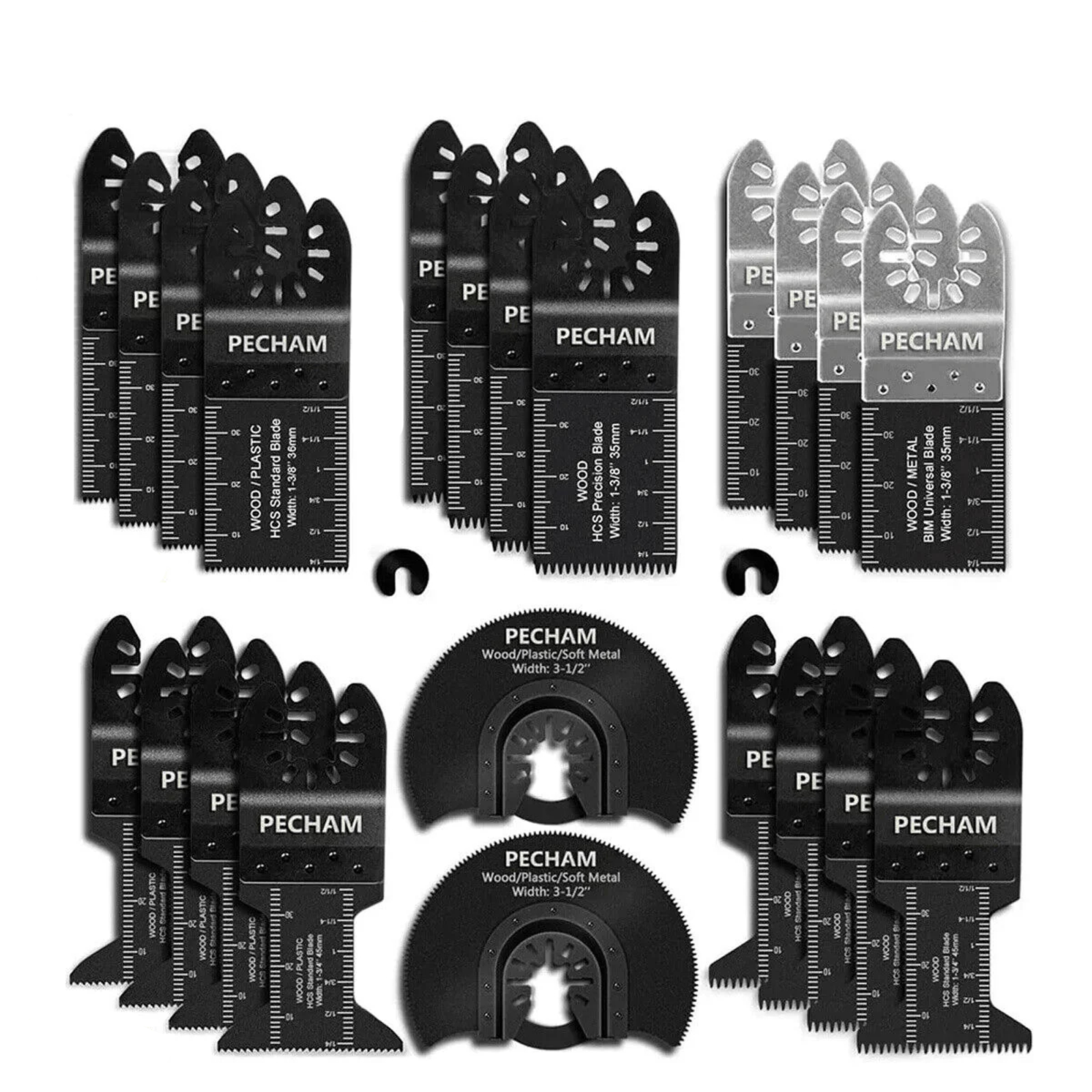 24Pcs Oscillating Saw Blades 34-88mm Set Universal Multi Tool Wood Metal Cutter