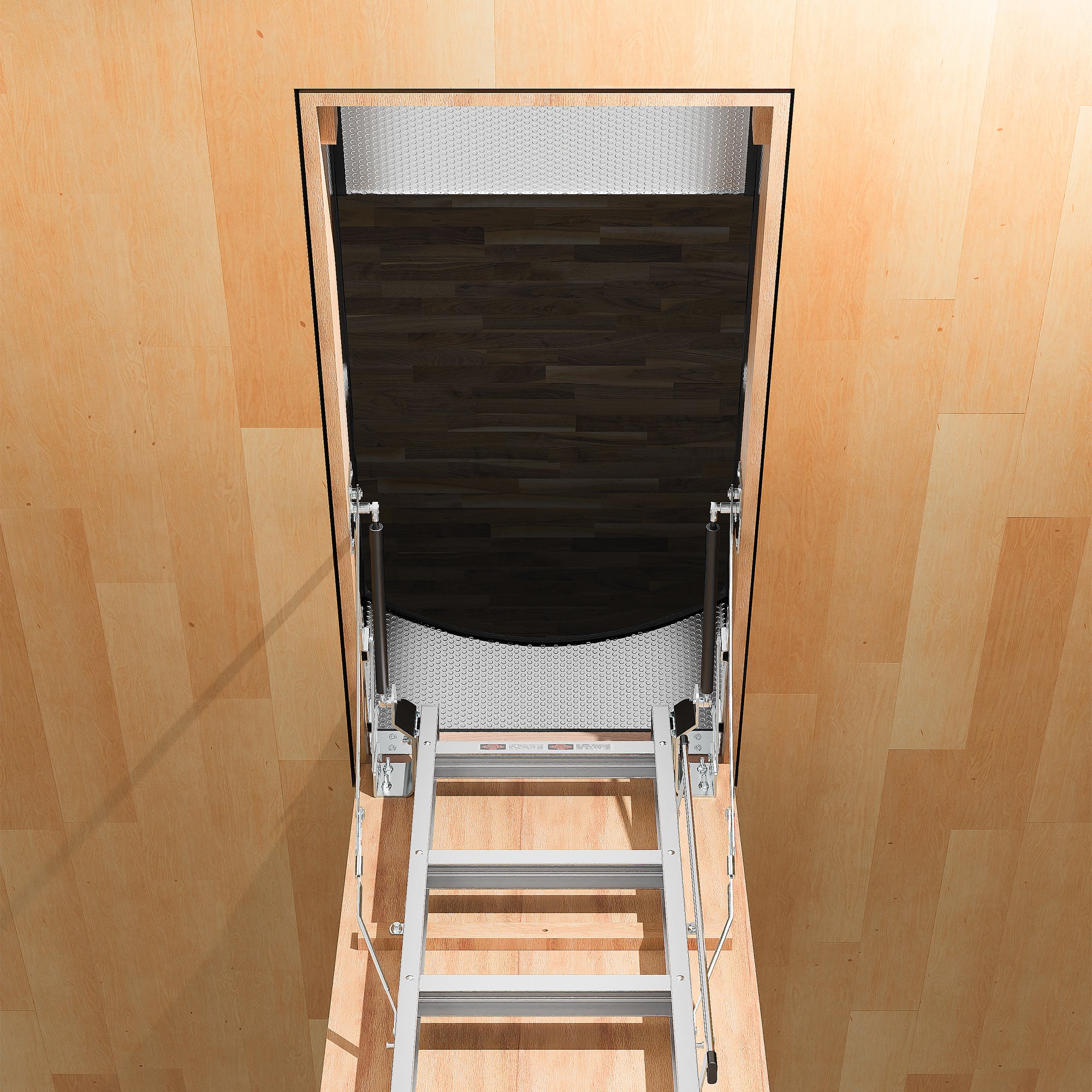 Pull‑Down Aluminum Attic Ladder with Insulated Zippered Cover – 22.5" x 54" Opening, Fits 7'8" to 10'3" Ceilings