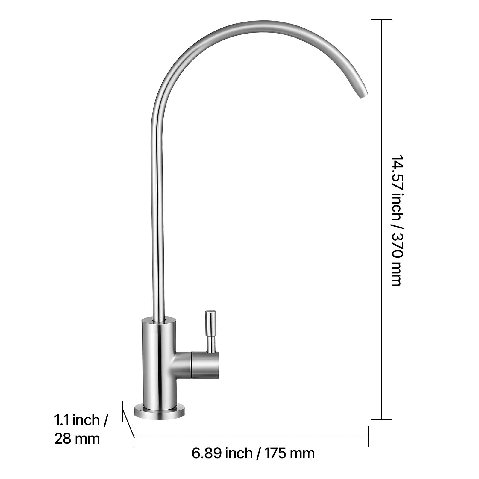 Stainless Steel Faucet, Lead-Free Drinking Water Faucets, Reverse Osmosis Faucet with Solid Brass Valve, High Arch Filtered Water Faucets For Kitchen Sink, Bar Counter, Cafe Shop, Brushed Nickel