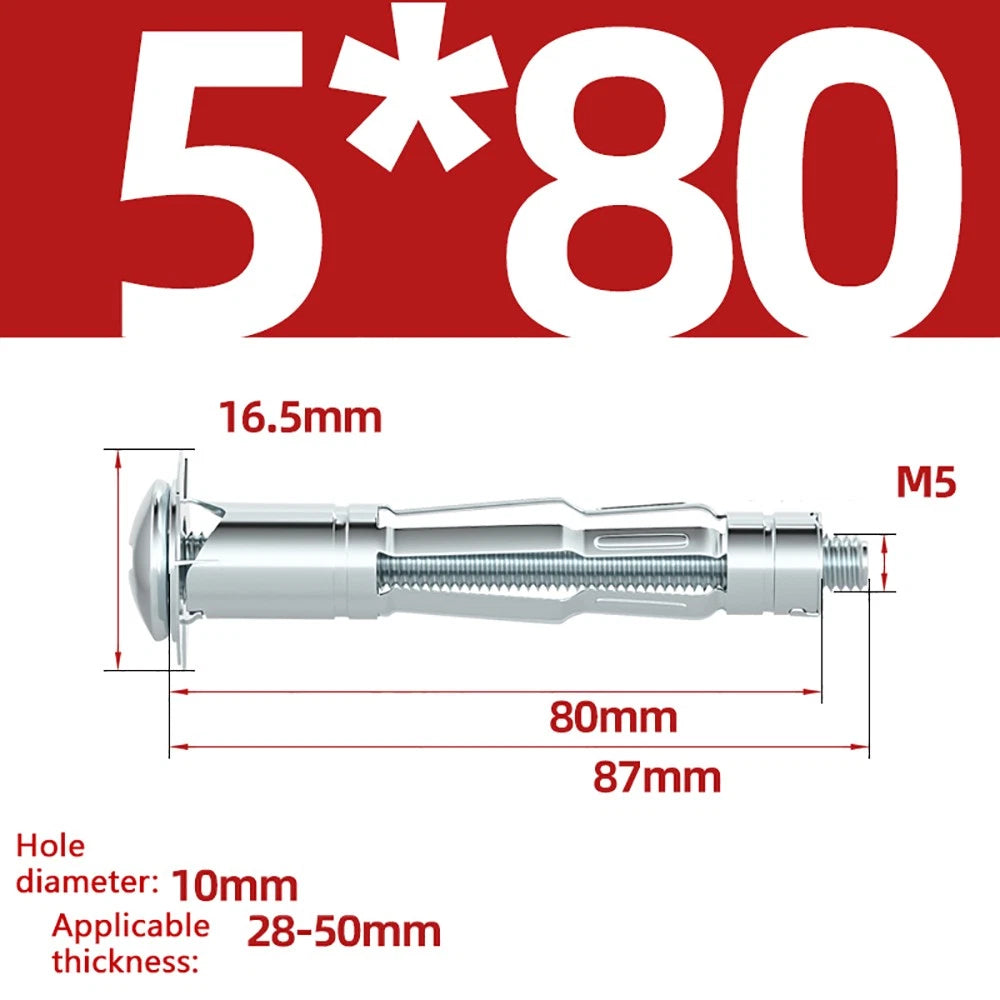 M4–M8 Metal Drywall Expansion Bolts | Hollow Wall Anchors for Plasterboard & Drywall