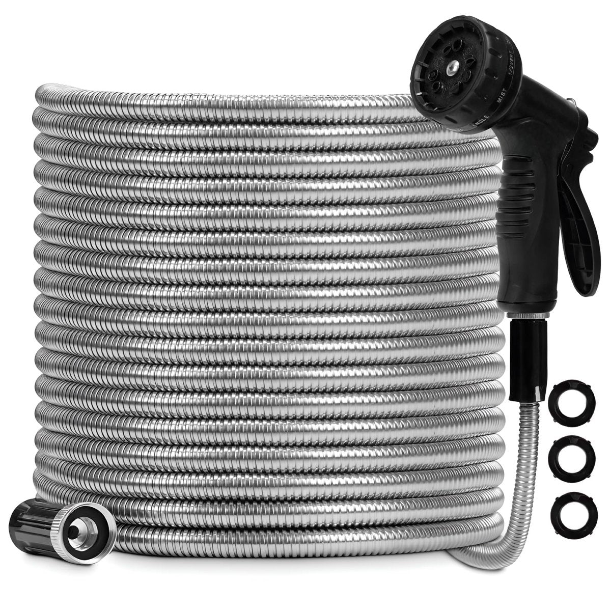 irrigation gardening hose, Non - Expanding, 10 Functional Nozzles, Garden Hose Anti - Kink (25 - 50FT) - HomeDIYer