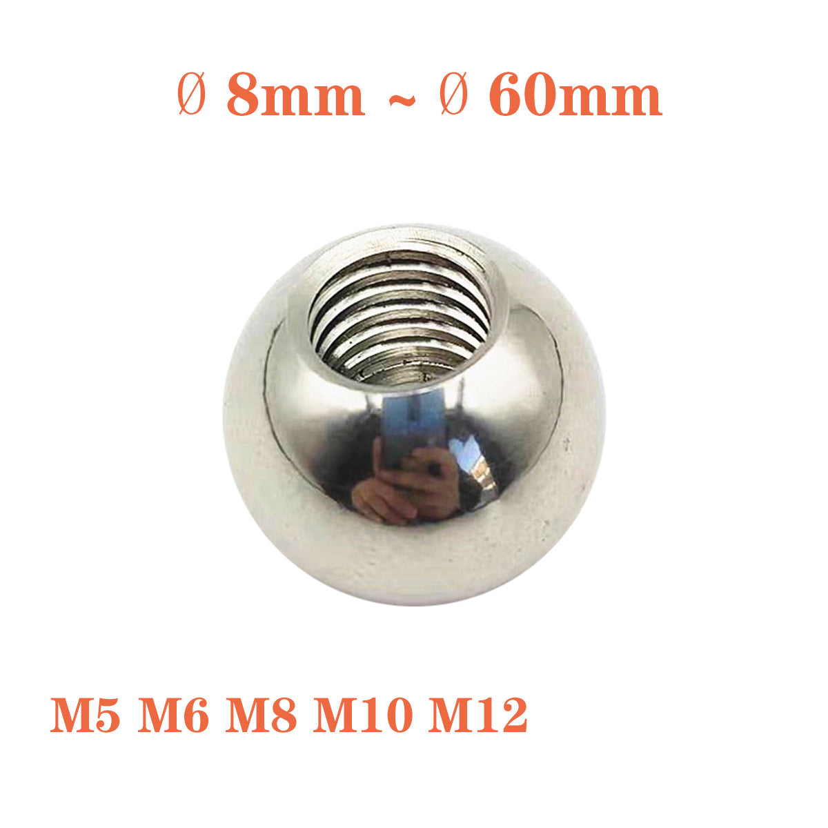 HomeDIYer Stainless Steel Half-hole Thread Balls in M5 M6 M8 M10 M12 sizes