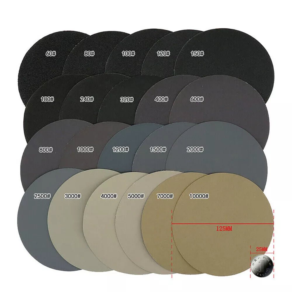 125mm 5" Wet and Dry Sanding Discs Pads Sandpaper Orbital Hook and Loop Grit - HomeDIYer