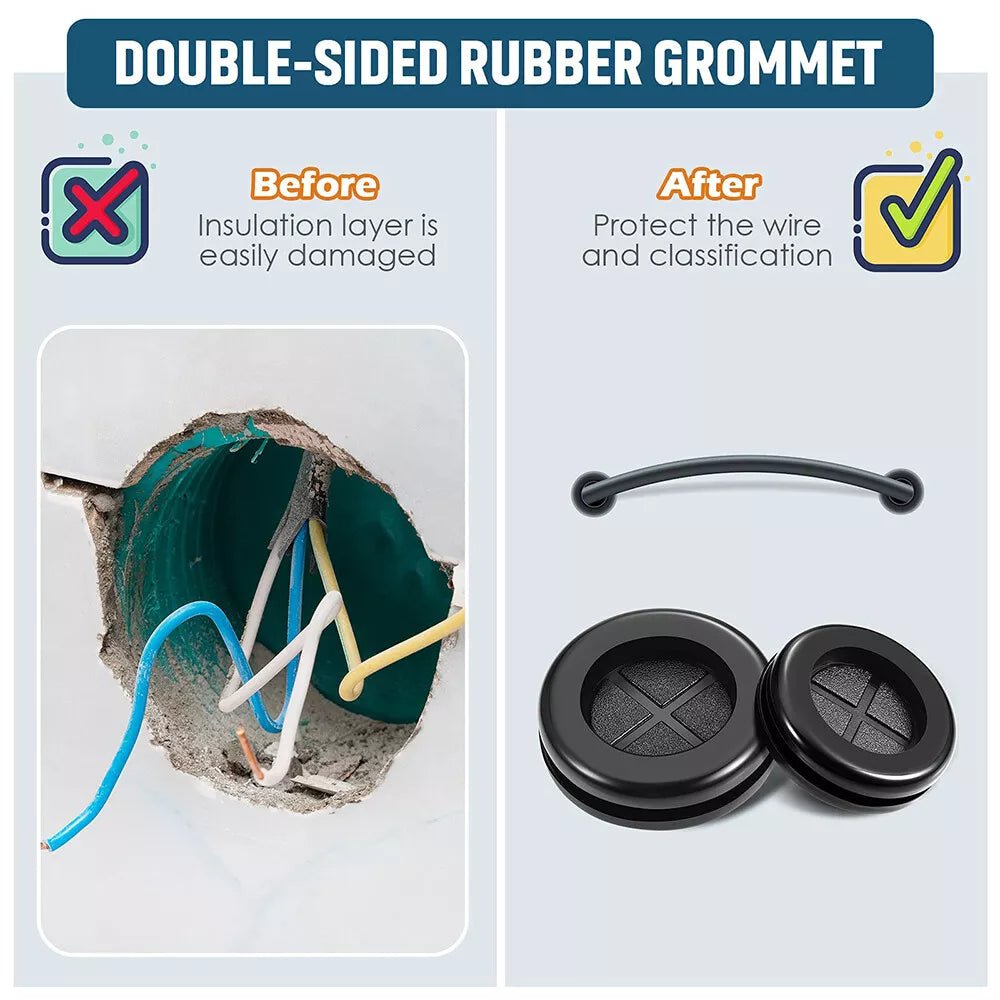 Round Rubber Plug Hole Grommet for Protecting Cable Wire Hole Plug 16mm - 100mm - HomeDIYer
