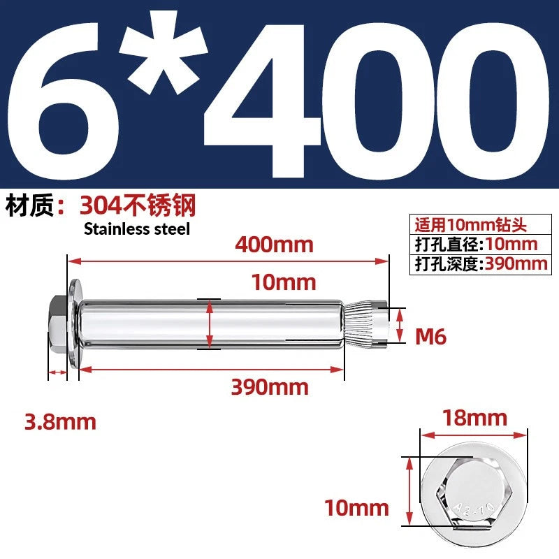 Stainless Steel Masonry Concrete Expansion Anchor Bolt — M6 M8 M10 M12 M16 | 304 & 201 SS