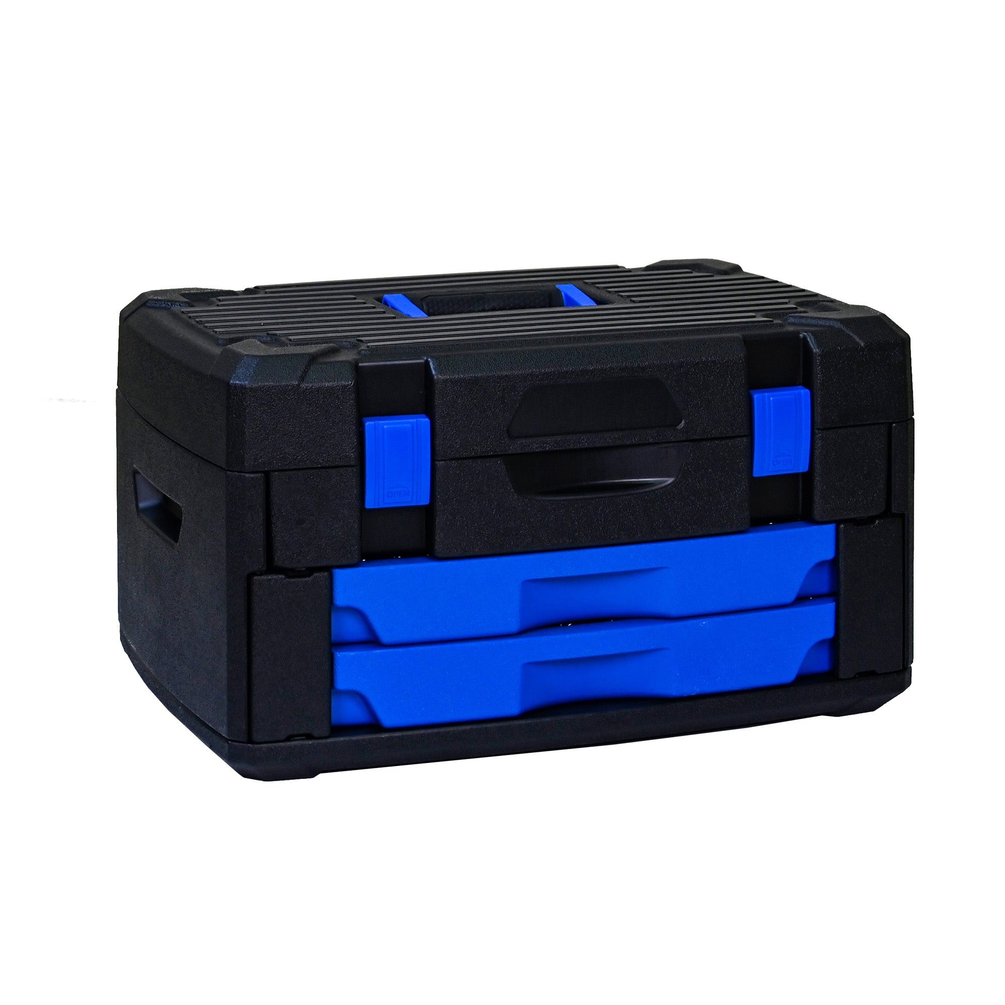 266‑Piece Black Tool Set with Lockable Case — Carbon Steel Home & Auto Repair Kit, Blue Accents