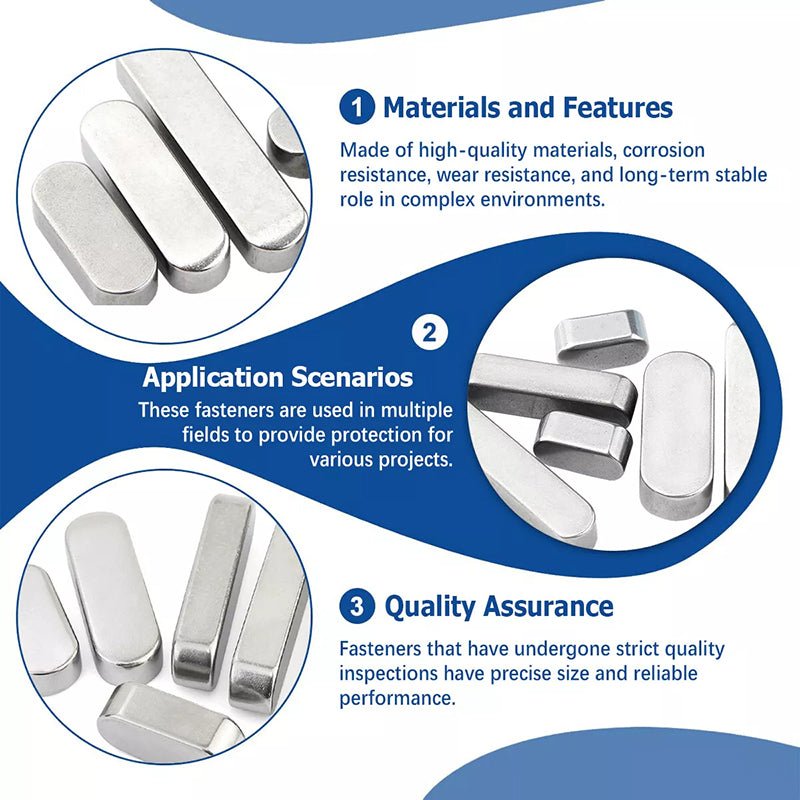 Parallel Keys Round Ends Drive Shaft Steel Type A Feather Key A2 Stainless Steel M3 - M8 - HomeDIYer
