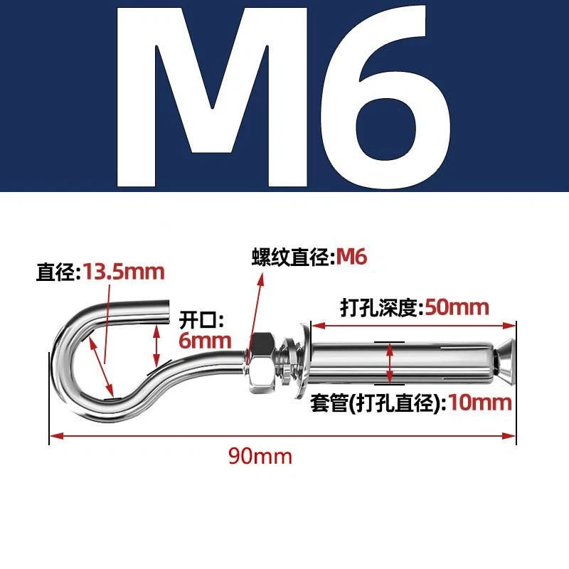 Closed Eye Bolt Expansion Anchor Screws for Concrete Wall — M6 M8 M10 M12