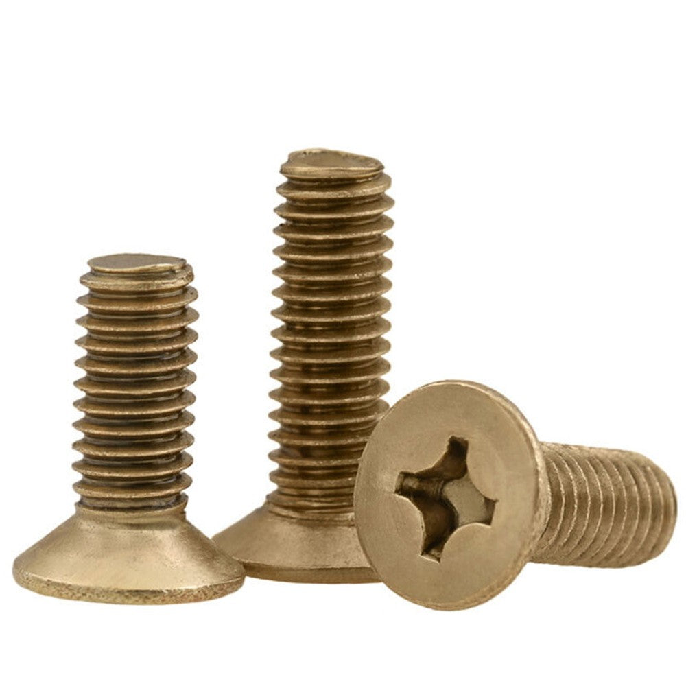 M3 Brass Phillips Countersunk Screws – Fully Threaded Flat Head, 5mm–25mm Lengths