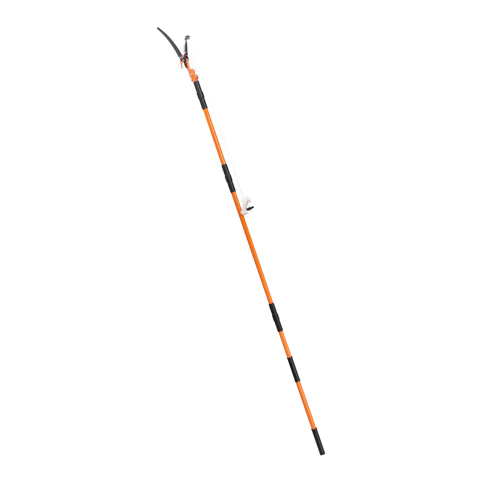 Manual Pole Saw – 4.46‑26.4 ft Extendable Tree Pruner with Scissors, 65Mn Steel Blades, Fiberglass Handle, for High Branch Trimming