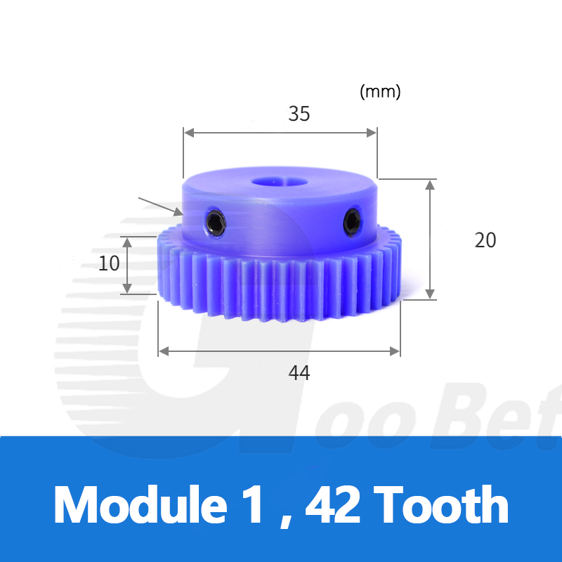 Nylon Mod 1 Spur Gear 15-150 Tooth with Step Pinion Motor Gears Bore 4-16mm Blue