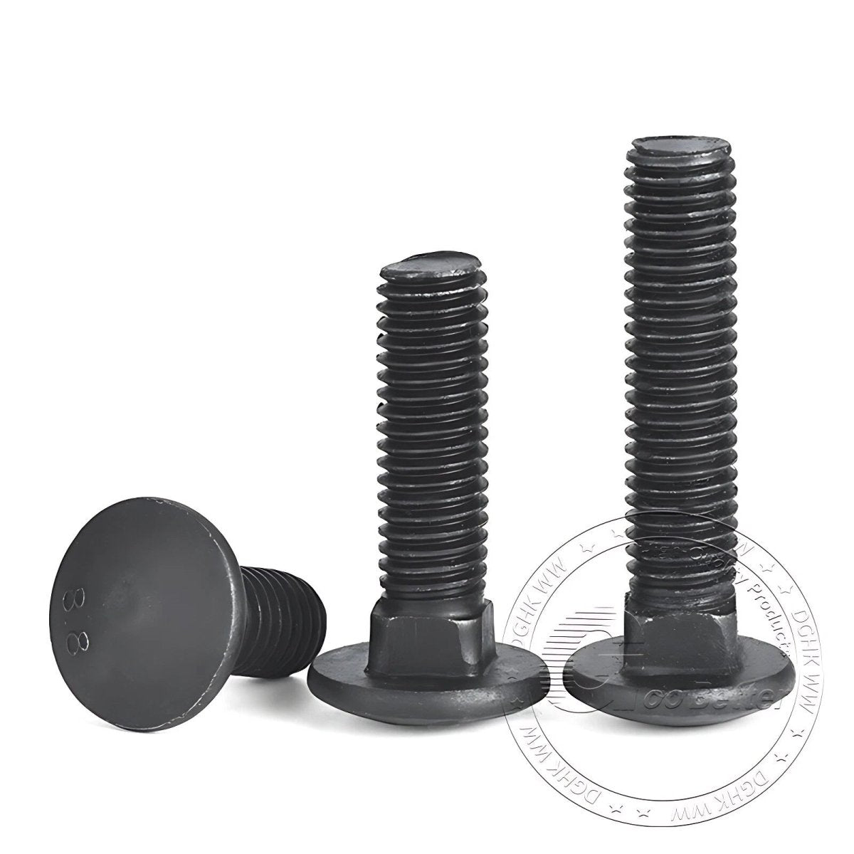 Black 8.8 Grade Steel Carriage Bolts | Cup Square Dome Head | M6–M24 - HomeDIYer