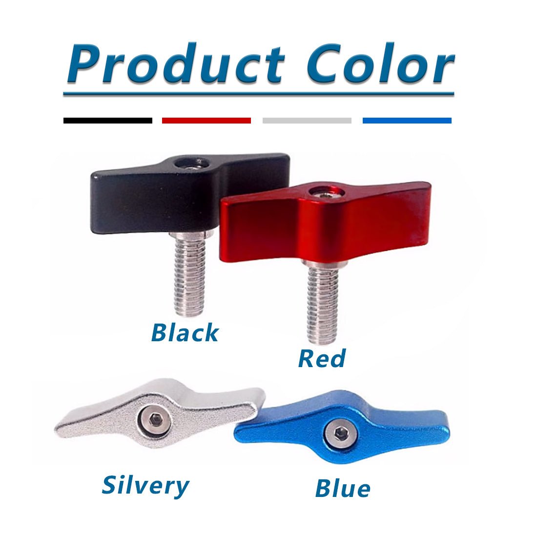 1/4 M4 M5 M6 Clamping Thumb Screw Tee Wing Knob Head Hand Grip Bolt Aluminum - HomeDIYer