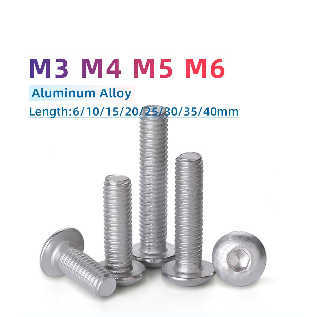 M3 M4 M5 M6 Socket Button Screws - Dome Head - Hex Allen Bolts - Aluminum Alloy - HomeDIYer