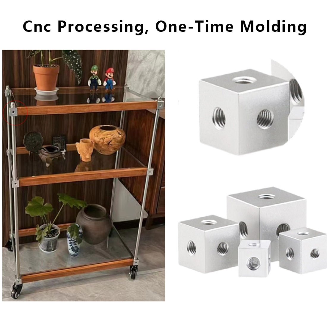 M3 Cube Connector Aluminium Fixing Bracket 10mm Square Spacer Standoff Tee 6 way - HomeDIYer