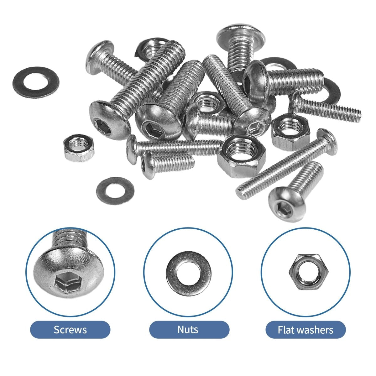 Metric Screw Assortment, Hex Socket Button Head Cap Screws and Nuts Washers Assortment Kit, 304 Stainless Steel Metric Set Screws - HomeDIYer